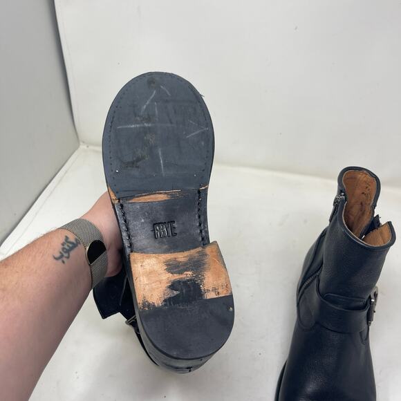 Frye Vicky Black Leather harness Boots Sz 9 - Picture 4 of 6